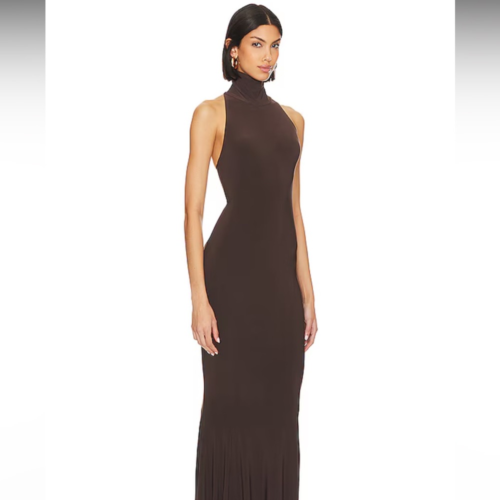 Halter Turtle Fishtail Gown in Chocolate